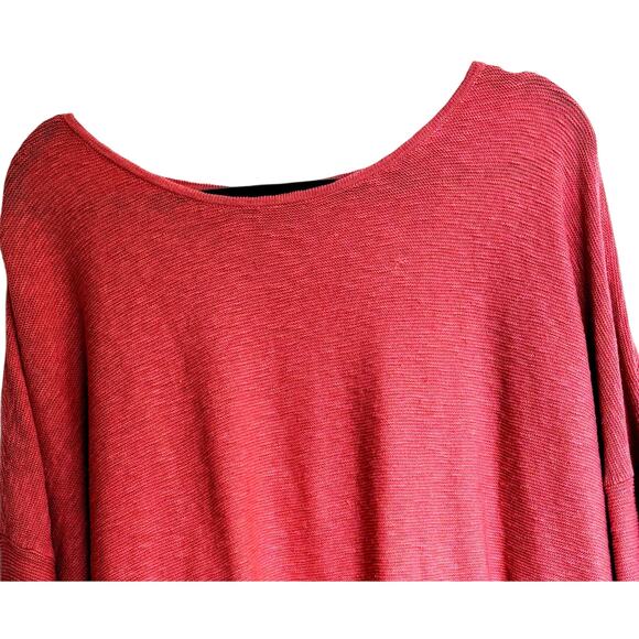 Pure Jill Tunic Top Sz XL Melon Orange Cotton Linen Blend Cozycore Office Wear - Picture 2 of 4